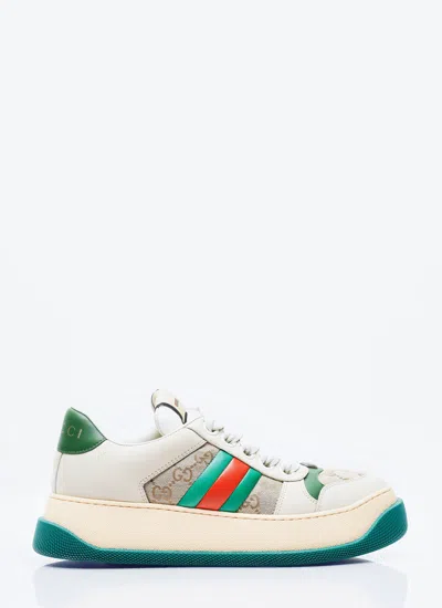 Gucci Women Web Screener Sneakers In Cream