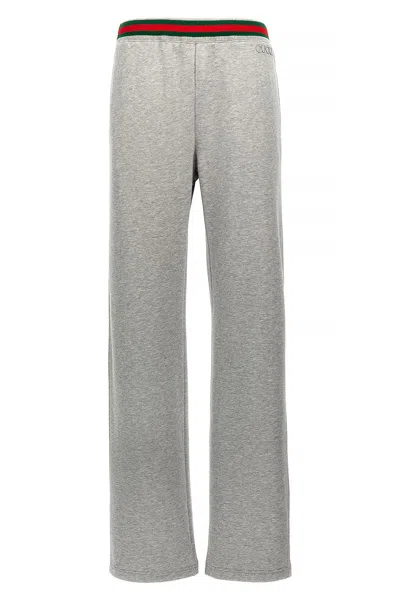 Gucci Women Web Tape Joggers In Gray