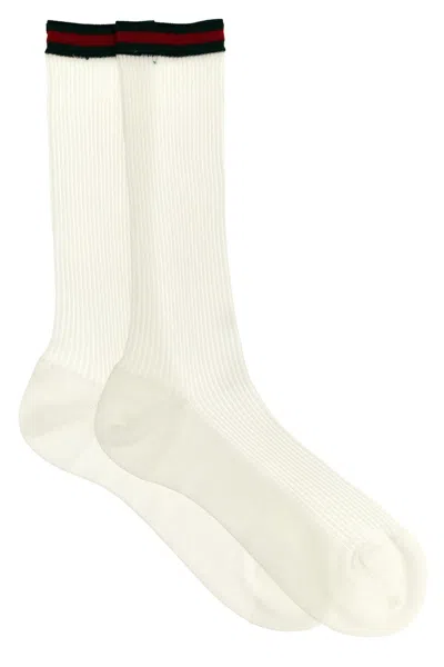 Gucci Women Web Tape Socks In White