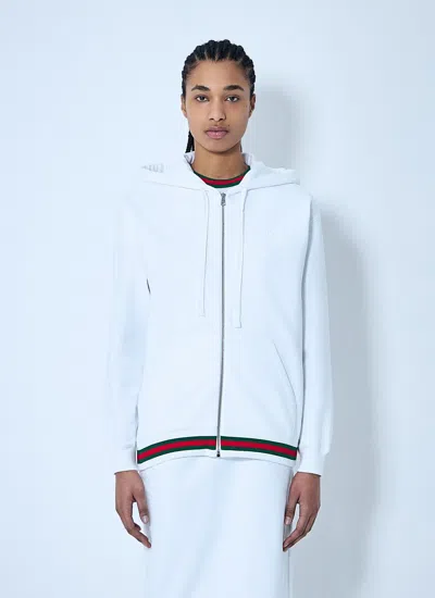 GUCCI GUCCI WOMEN WEB TRIM HOODED SWEATSHIRT