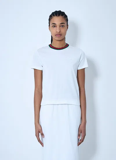 Gucci Women Web Trim T-shirt In White
