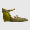 Gucci Green Sabots With Transparent Wedge In Green