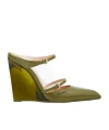 Gucci Green Sabots With Transparent Wedge Women In Green