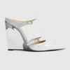 Gucci Christy Glossed-leather Wedge Mules In White