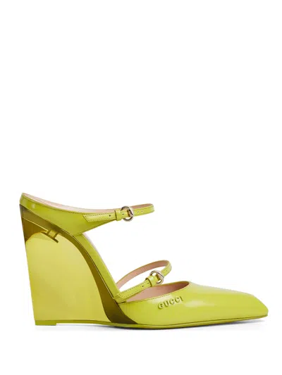 Gucci Women Wedge Sandal In Green
