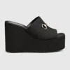 Gucci Carmen Horsebit 60 Canvas Platform Sandals In Black