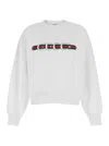 Gucci Women White Crewneck Sweatshirt With Logo Print And Web Detail In Cotton Woman In White