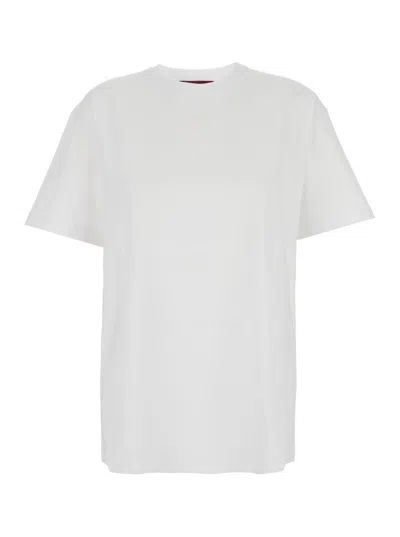 Gucci Women White Crewneck T-shirt With Tonal Gg Embroidery On The Front In Cotton Woman