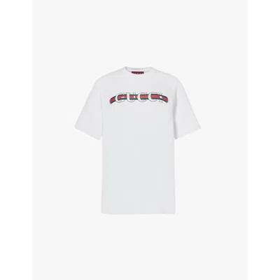 GUCCI WOMENS GUCCI ANCORA BRAND-PRINT COTTON-JERSEY T-SHIRT