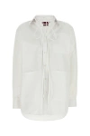 Gucci Women White Shirt With Tonal Logo Lettering Embroidery On The Collar In Cotton Woman In Neutral