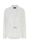 Gucci White Shirt With Pointed Collar With Tie Detail And Horsebit In Cotton Woman In White