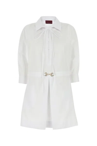 Gucci Women White Poplin Shirt Dress