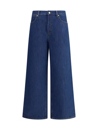 Gucci Women Wide Leg Jeans In Blue