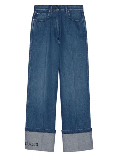 GUCCI WOMEN'S WIDE-LEG JEANS