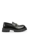 Gucci Black Calf Leather Loafers Clamp In Black