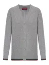 Gucci Grey Wool And Cashmere Web Cardigan In Gray