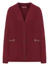 Gucci Women Wool And Cashmere V-necked Cardigan In Burgundy