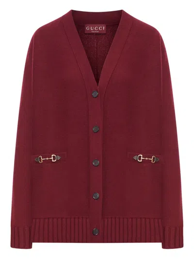 GUCCI GUCCI WOMEN WOOL AND CASHMERE V-NECKED CARDIGAN