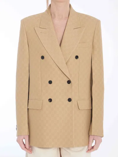 Gucci Women Wool And Silk Double-breasted Jacket