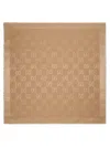 Gucci Women Wool And Silk Jacquard Shawl With Gg Pattern In Brown