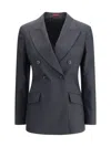Gucci Womens Ardesia Grey Peak-lapel Double-breasted Wool Blazer In Gray