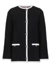 Gucci Tweed Wool Cardigan With Embroidery In Black