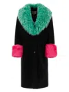 Gucci Black Contrast-trim Shearling-collar Coat In Black
