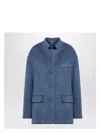 Gucci Wool Blend Melange Aviator Jacket Women In Light Blue