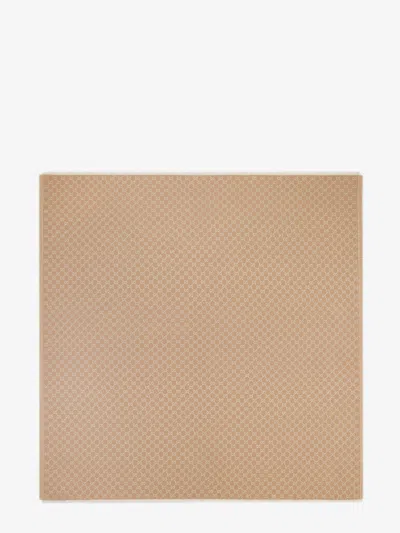 Gucci Women Wool Blend Shawl With Gg Lame Motif In Brown