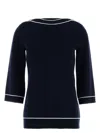 Gucci Oversize Wool Sweater With Contrast Trim And Button Detail In Blue