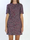 Gucci Textured Wool Dress Featuring Signature Buttons In Multi
