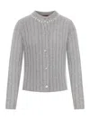 Gucci Women Wool Cardigan With Jewel Details In Gray