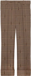 Gucci Horsebit Checked Flared Trousers In Beige