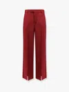 Gucci Women Wool Oversize Low-rise Trouser With Slit On The Front In Red