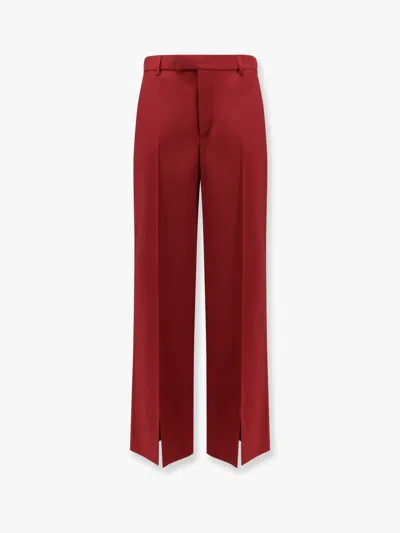 Gucci Women Wool Oversize Low-rise Trouser With Slit On The Front In Red