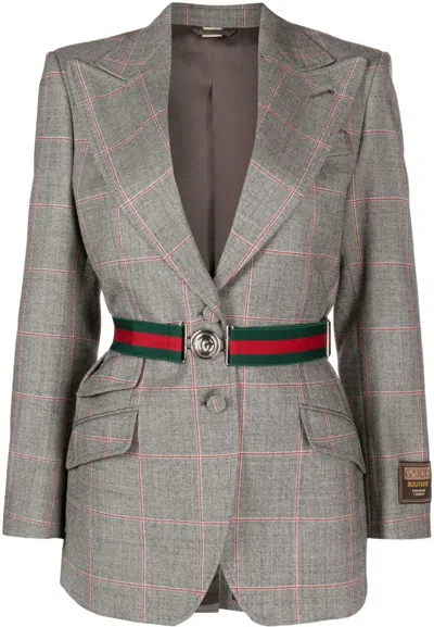 GUCCI WOMEN'S WOOL SINGLE-BREASTED BLAZER JACKET