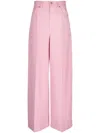 Gucci Pleated Wool Wide Pants In Pink
