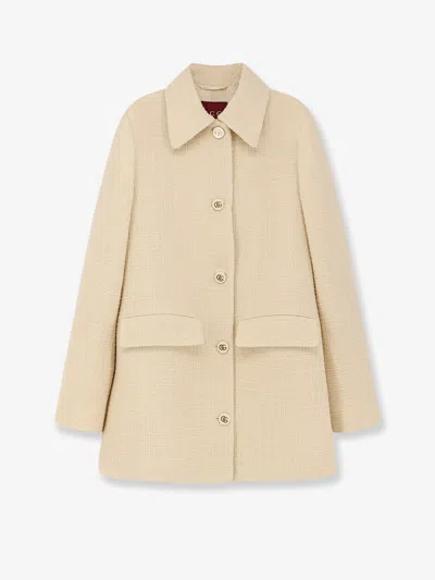 Gucci Textured Wool Tweed Coat In Neutral
