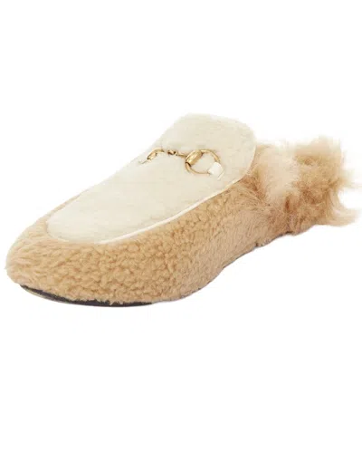 Pre-owned Gucci Women's Wool/hair Princetown Horsebit Backless Loafer Mule (authentic  Pre-loved)