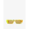 Gucci Womens Yellow Gg1625s Rectangle-frame Acetate Sunglasses In Yellow
