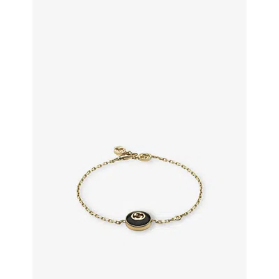 Gucci Women's Yellow Gold Two-toned 18ct Yellow-gold, Diamond And Onyx Bracelet