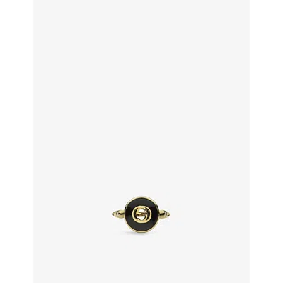 Gucci Women's Yellow Gold Two-toned 18ct Yellow-gold, Diamond And Onyx Ring