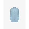 Gucci Womens Aqueous Monogram Relaxed-fit Silk Shirt In Blue