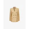 Gucci Womens Peak-lapel Monogram Wool-silk Blend Blazer Archive Beige In Archive Beige