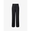 Gucci Womens Ardesia Grey Relaxed-fit Wide-leg Wool Trousers In Black