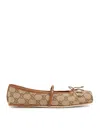 Gucci Horsebit-detailed Leather-trimmed Canvas-jacquard Ballet Flat In Nude & Neutrals