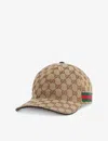 Gucci Womens Multi-coloured Monogram-pattern Striped-trim Woven Cap In Multi-coloured