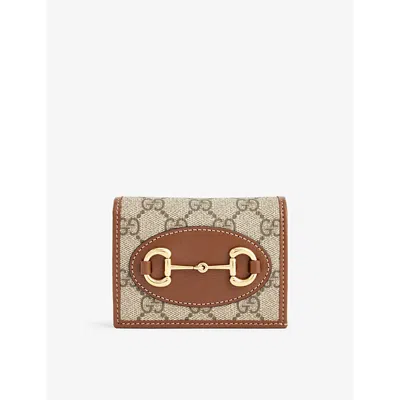 Gucci 1955 Horsebit Canvas Wallet In B.eb/brown Sugar