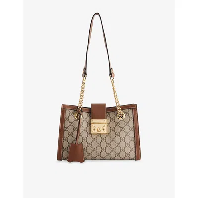 Gucci Womens Be.ebo/tuscany Padlock Medium Canvas And Leather Tote Bag