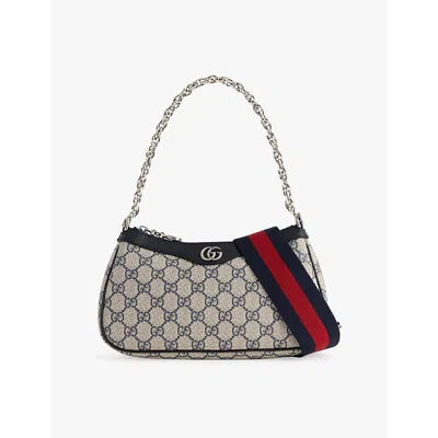 Gucci Ophidia Monogram-pattern Canvas Shoulder Bag In Beige Blu/blu/brb